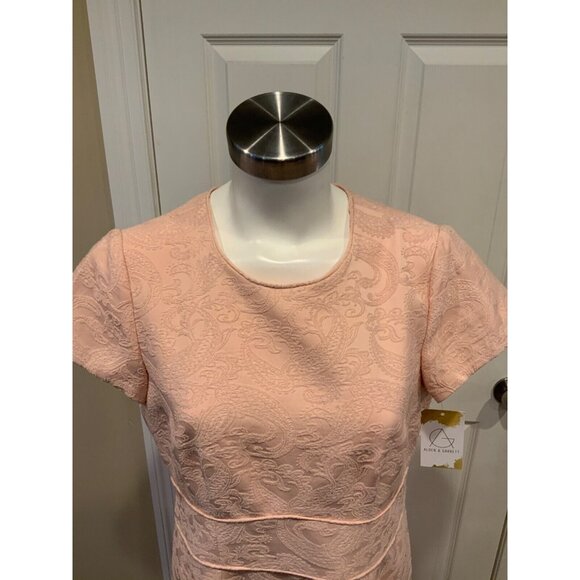 Nanette Lepore Light Peach Pink Paisley Textured Pattern Dress, Size 8 - Picture 2 of 6